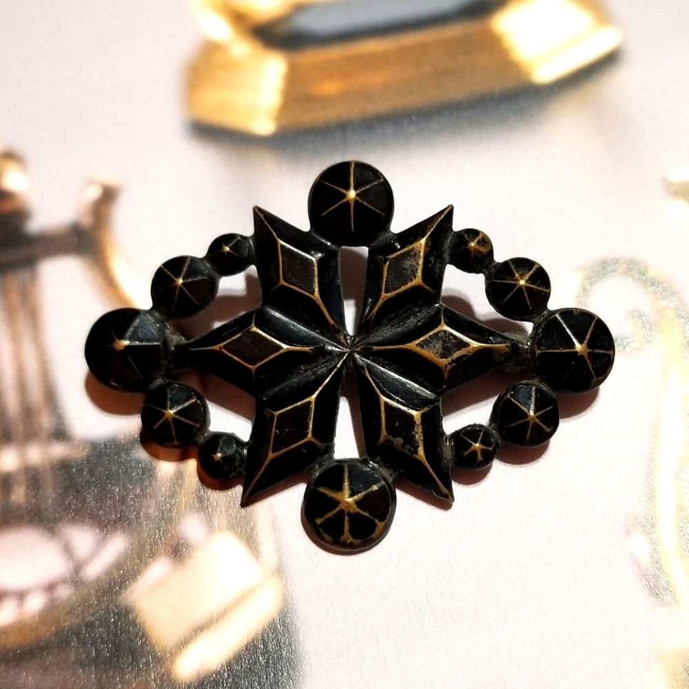 RARE Victorian Mourning Brooch- cut Steel